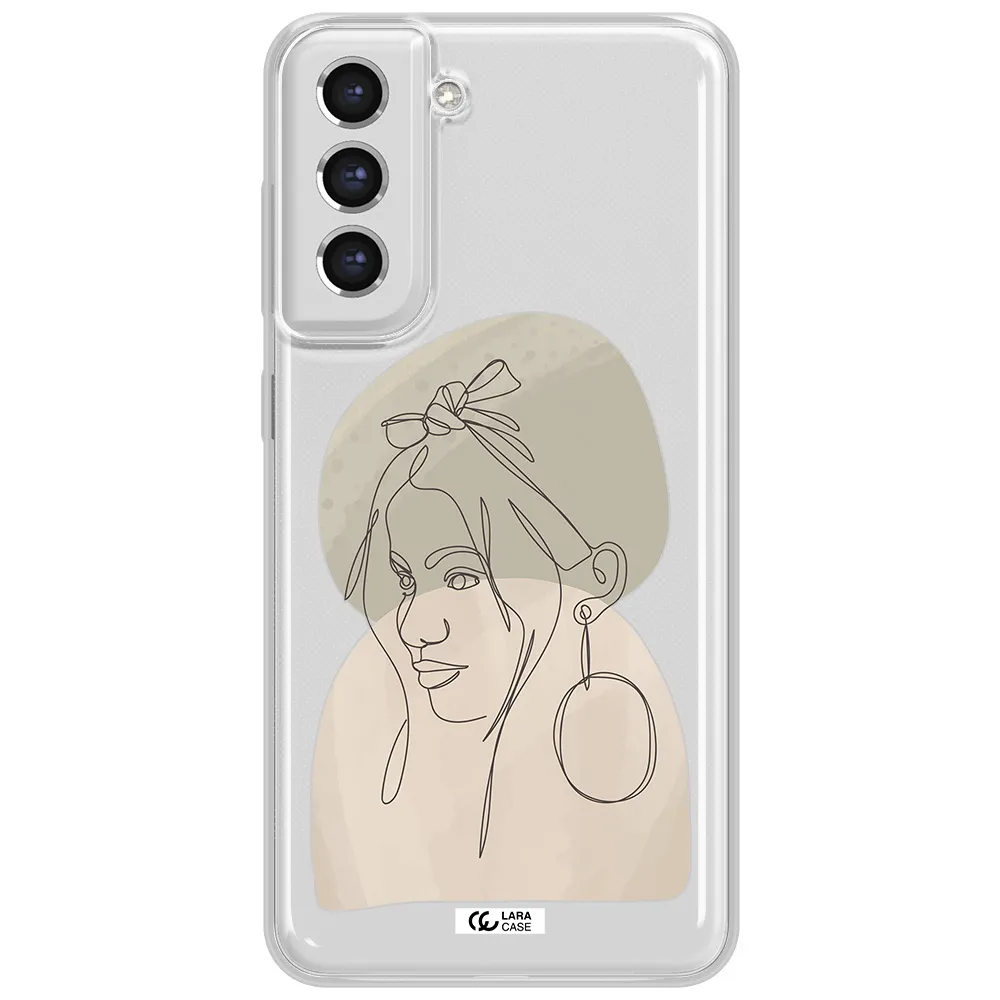Abstract Female Face Line Art Samsung S21 Fe Clear Tpu Case