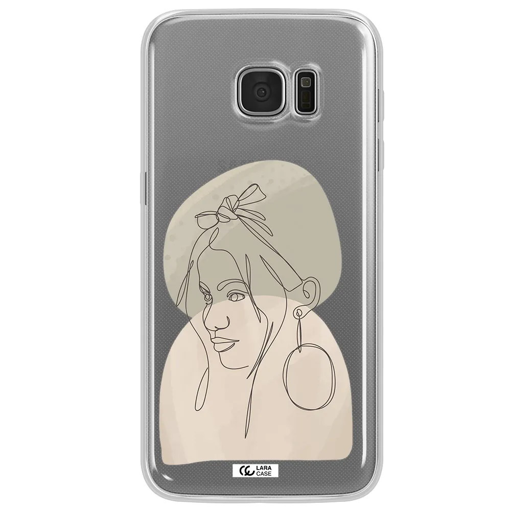 Abstract Female Face Line Art Samsung S7 Edge Clear TPU Case