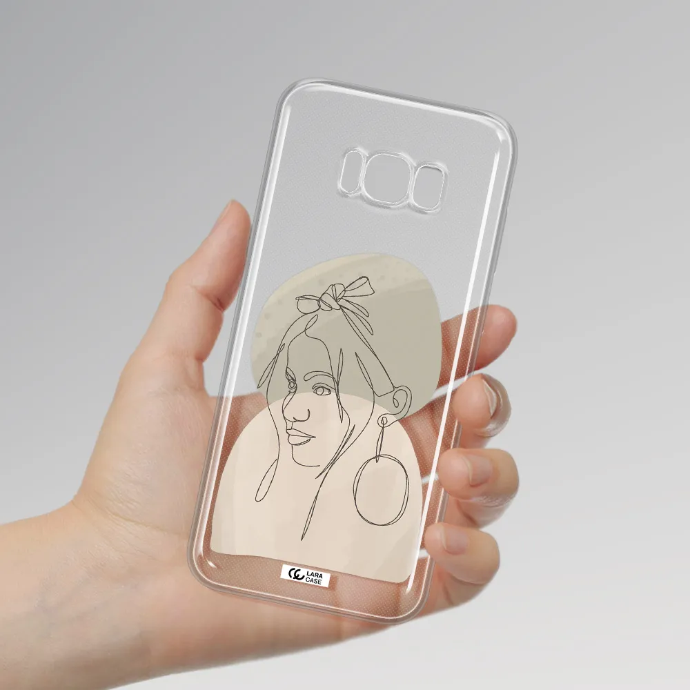 Abstract Female Face Line Art Samsung S8 Clear TPU Case