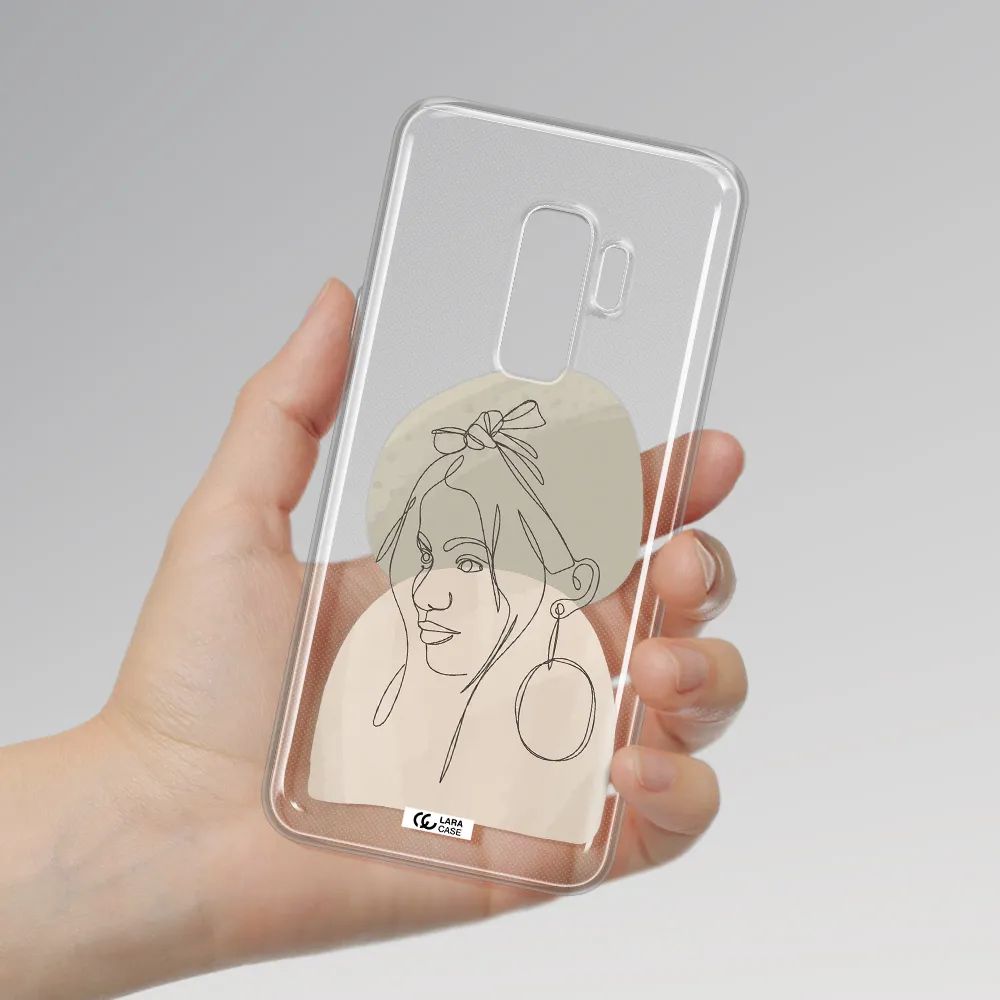 Abstract Female Face Line Art Samsung S9 Plus Clear TPU Case