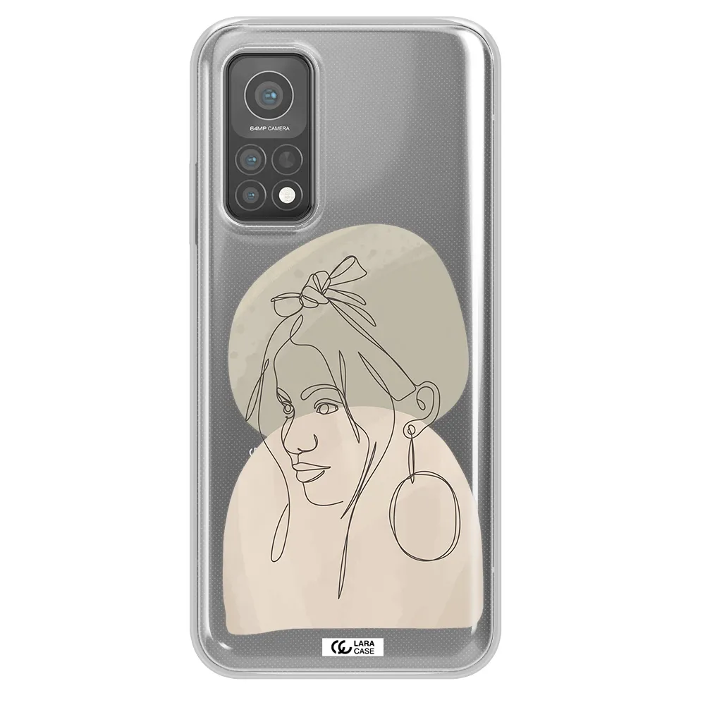 Abstract Female Face Line Art Xiaomi Mi 10 T Pro Clear TPU Case