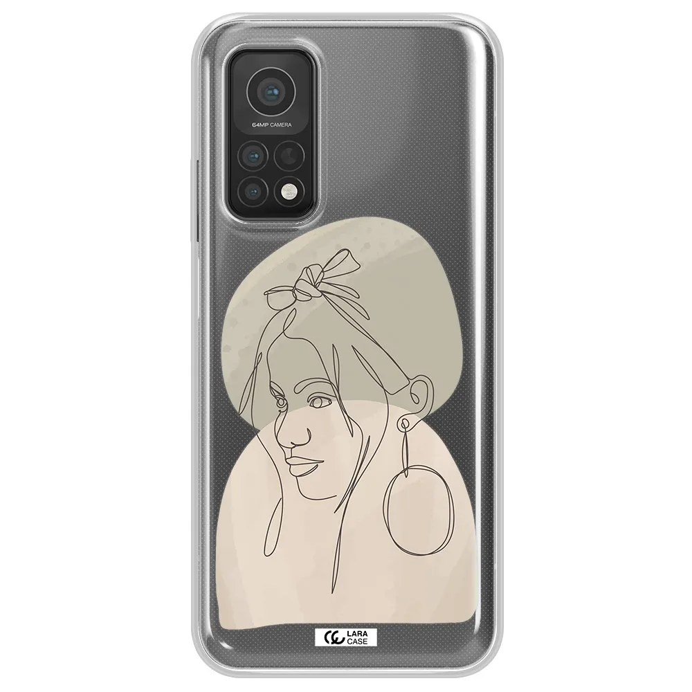 Abstract Female Face Line Art Xiaomi Mi 10T Clear TPU Case
