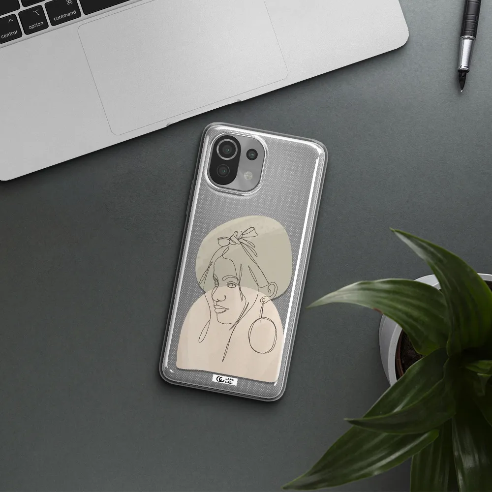 Abstract Female Face Line Art Xiaomi Mi 11 Lite Clear TPU Case