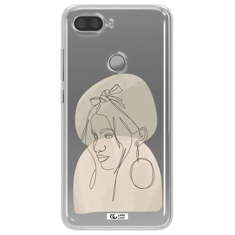 Abstract Female Face Line Art Xiaomi Mi 8 Lite Clear TPU Case