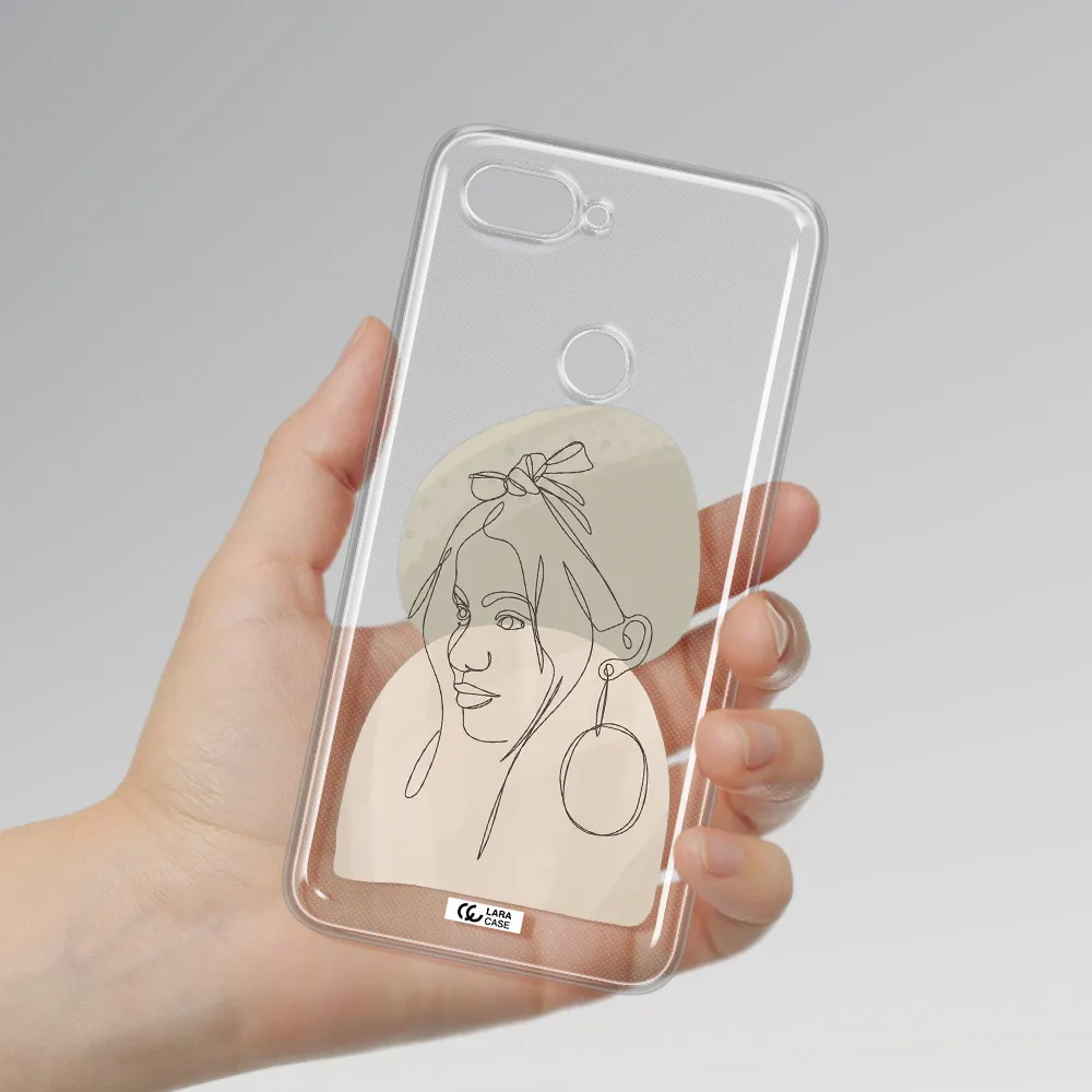 Abstract Female Face Line Art Xiaomi Mi 8 Lite Clear TPU Case