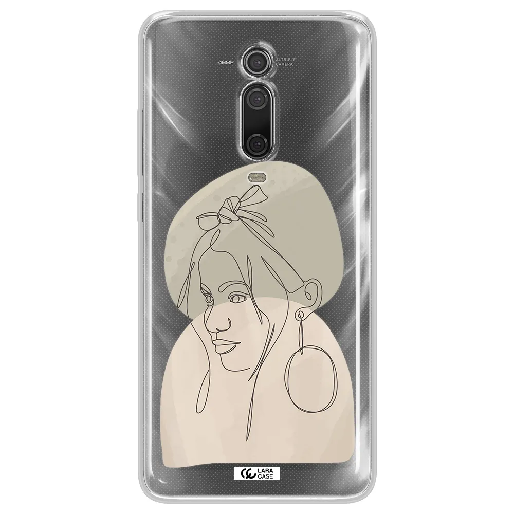 Abstract Female Face Line Art Xiaomi Mi 9T Clear TPU Case