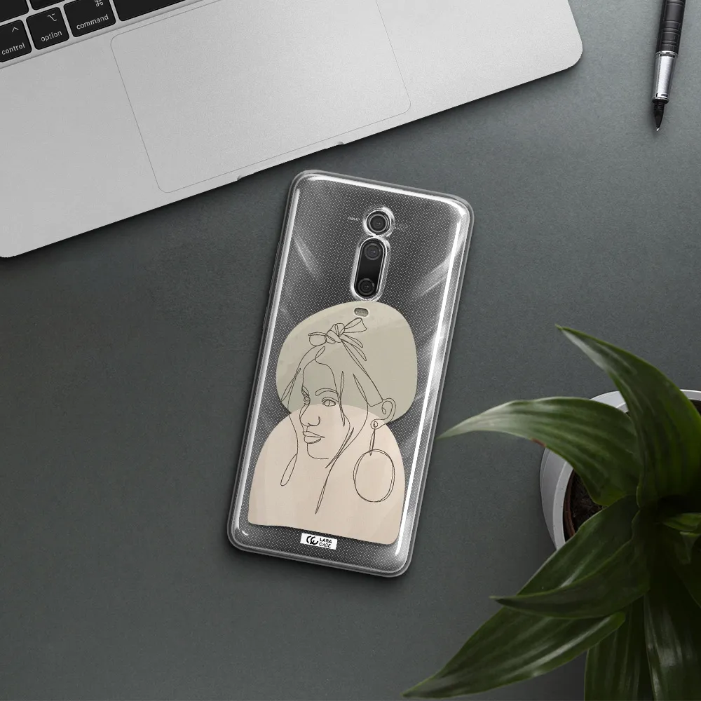 Abstract Female Face Line Art Xiaomi Mi 9T Clear TPU Case