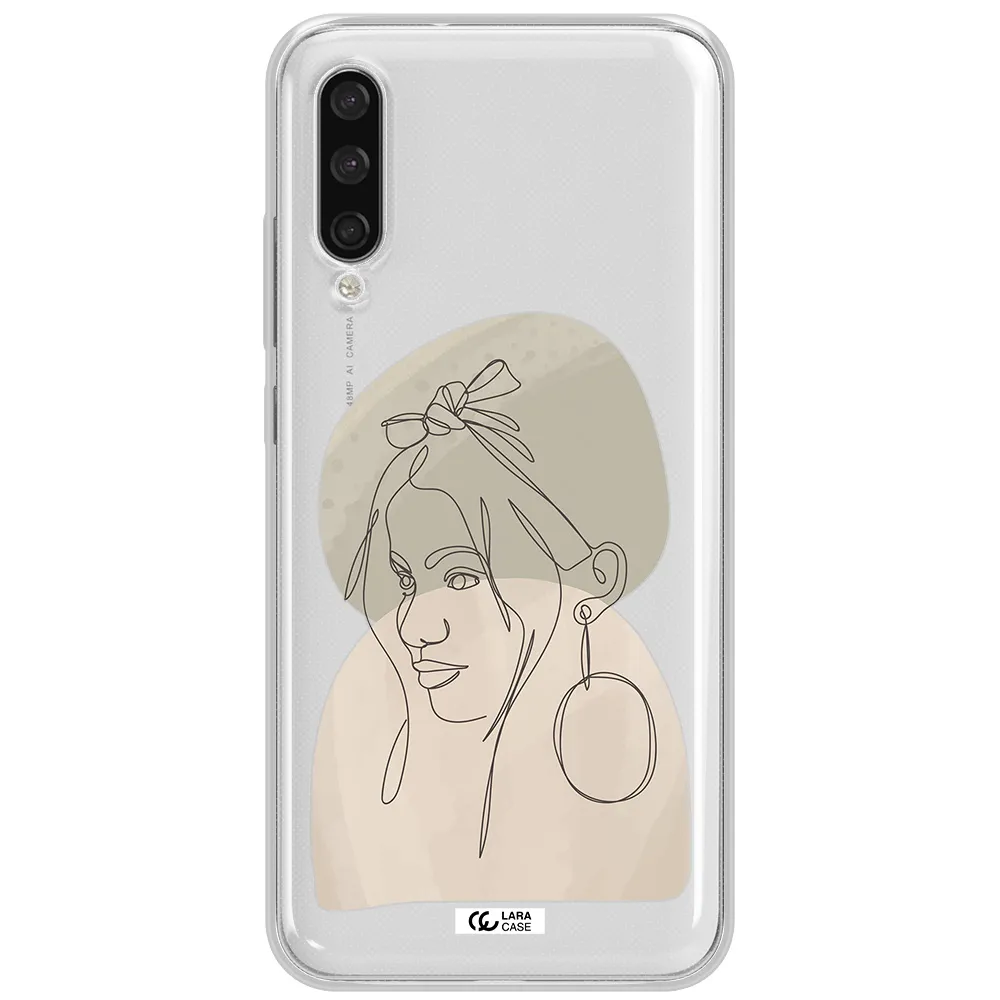 Abstract Female Face Line Art Xiaomi Mi A3 Clear Tpu Case