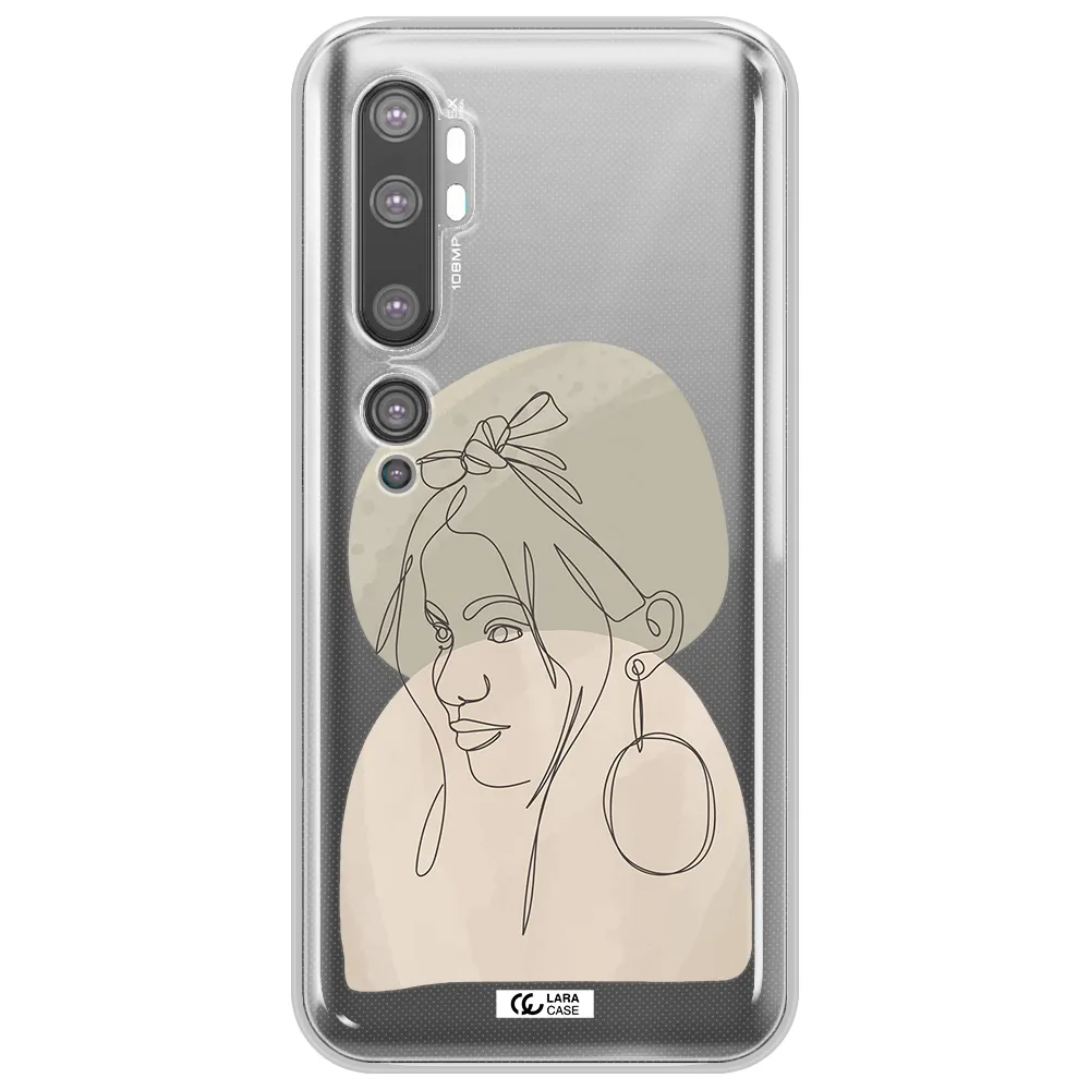Abstract Female Face Line Art Xiaomi Mi Note 10 Clear TPU Case
