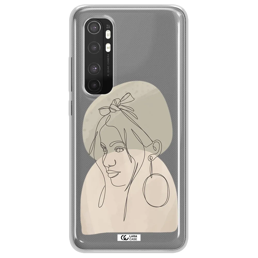 Abstract Female Face Line Art Xiaomi Mi Note 10 Lite Clear TPU Case