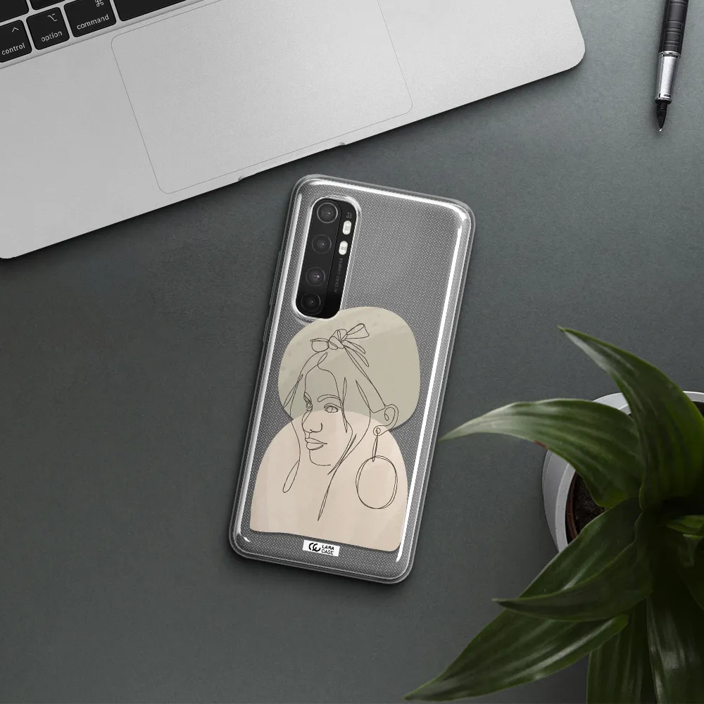 Abstract Female Face Line Art Xiaomi Mi Note 10 Lite Clear TPU Case