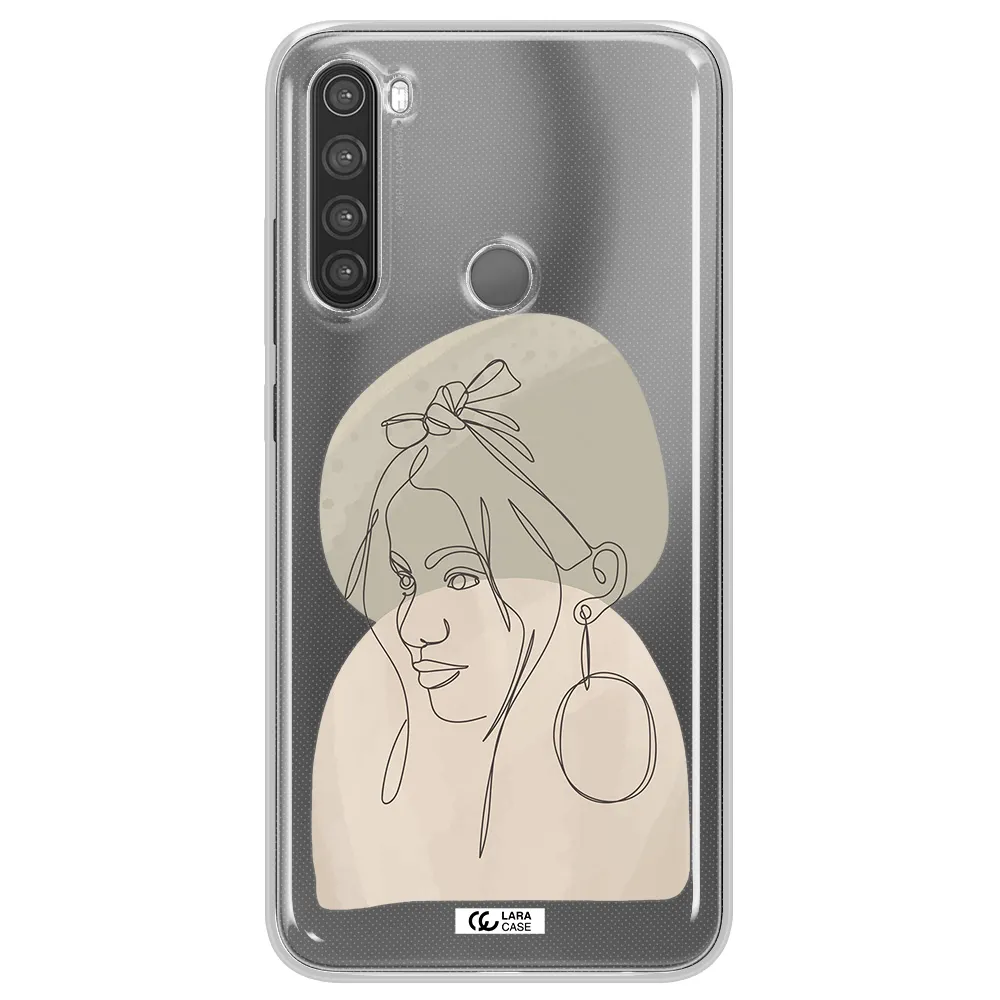 Abstract Female Face Line Art Xiaomi Note 8 Clear TPU Case