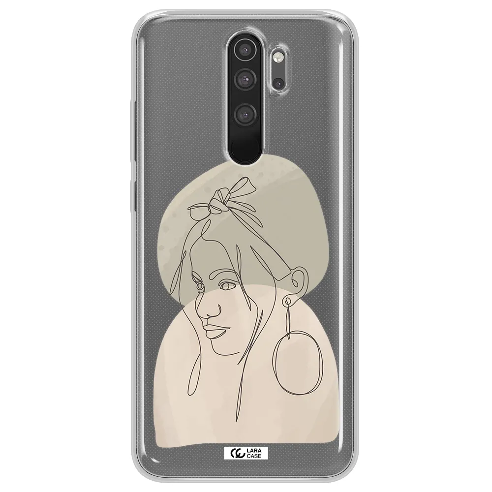 Abstract Female Face Line Art Xiaomi Note 8 Pro Clear TPU Case