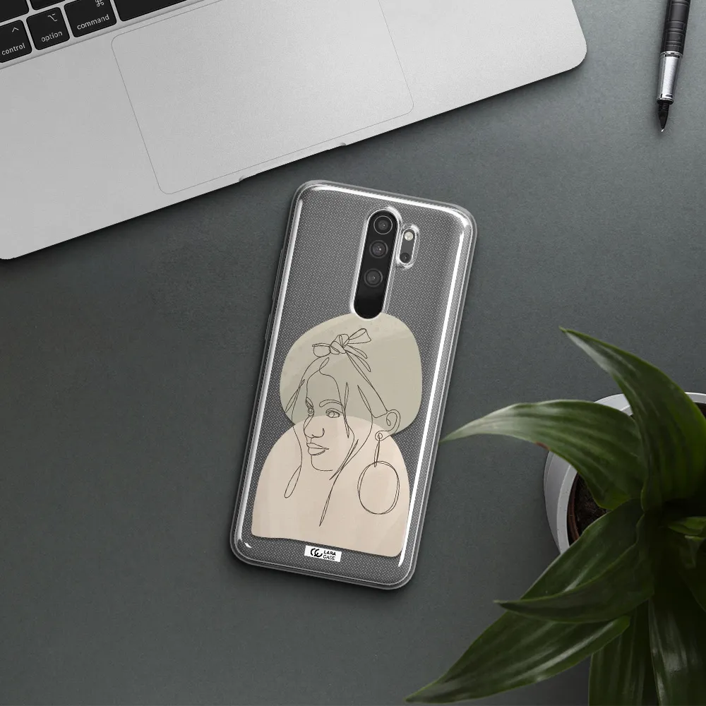 Abstract Female Face Line Art Xiaomi Note 8 Pro Clear TPU Case