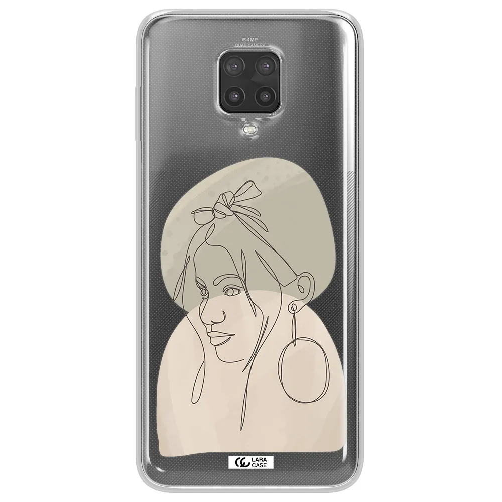 Abstract Female Face Line Art Xiaomi Note 9 Pro Clear TPU Case