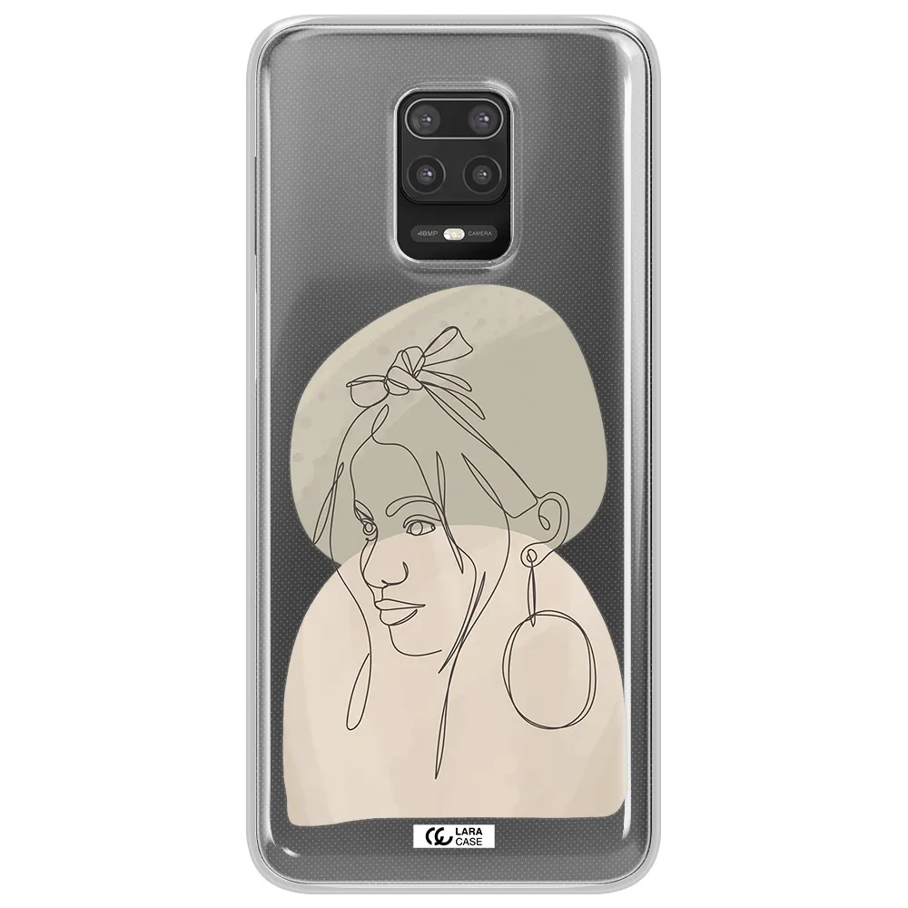 Abstract Female Face Line Art Xiaomi Note 9S Clear TPU Case