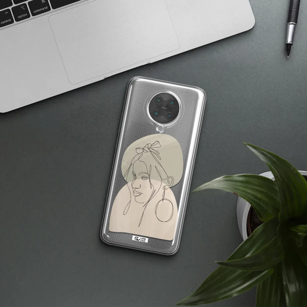 Abstract Female Face Line Art Xiaomi Poco F2 Pro Clear TPU Case