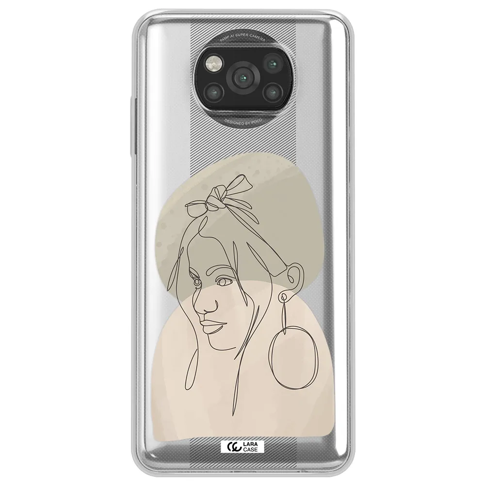 Abstract Female Face Line Art Xiaomi Poco X3 Clear TPU Case