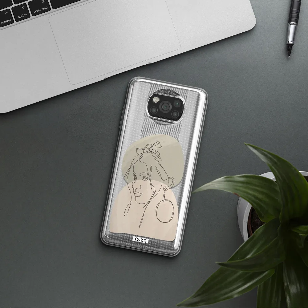 Abstract Female Face Line Art Xiaomi Poco X3 Clear TPU Case