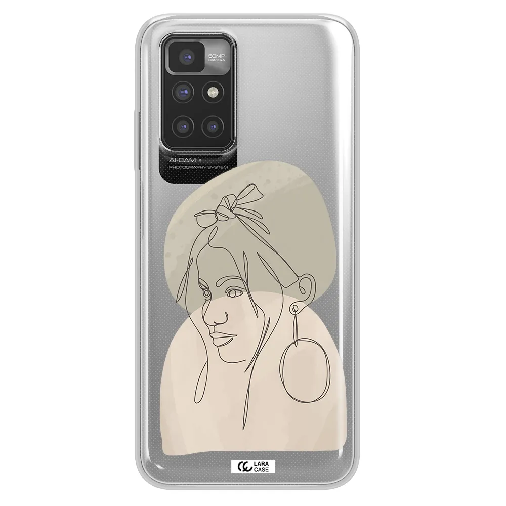 Abstract Female Face Line Art Xiaomi Redmi 10 Clear TPU Case