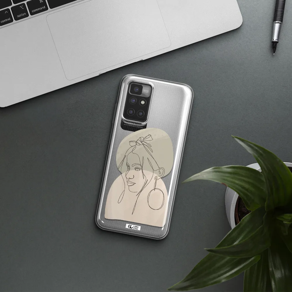 Abstract Female Face Line Art Xiaomi Redmi 10 Clear TPU Case