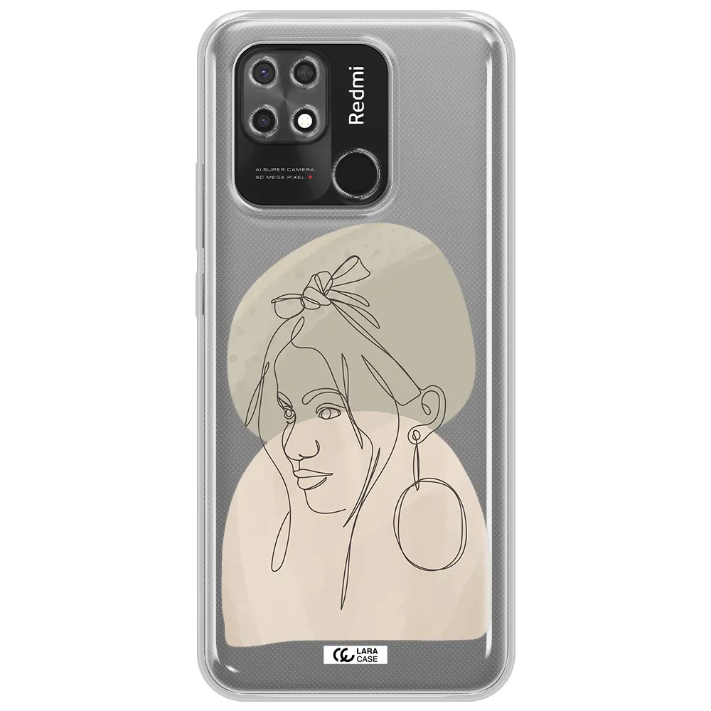 Abstract Female Face Line Art Xiaomi Redmi 10C Clear TPU Case