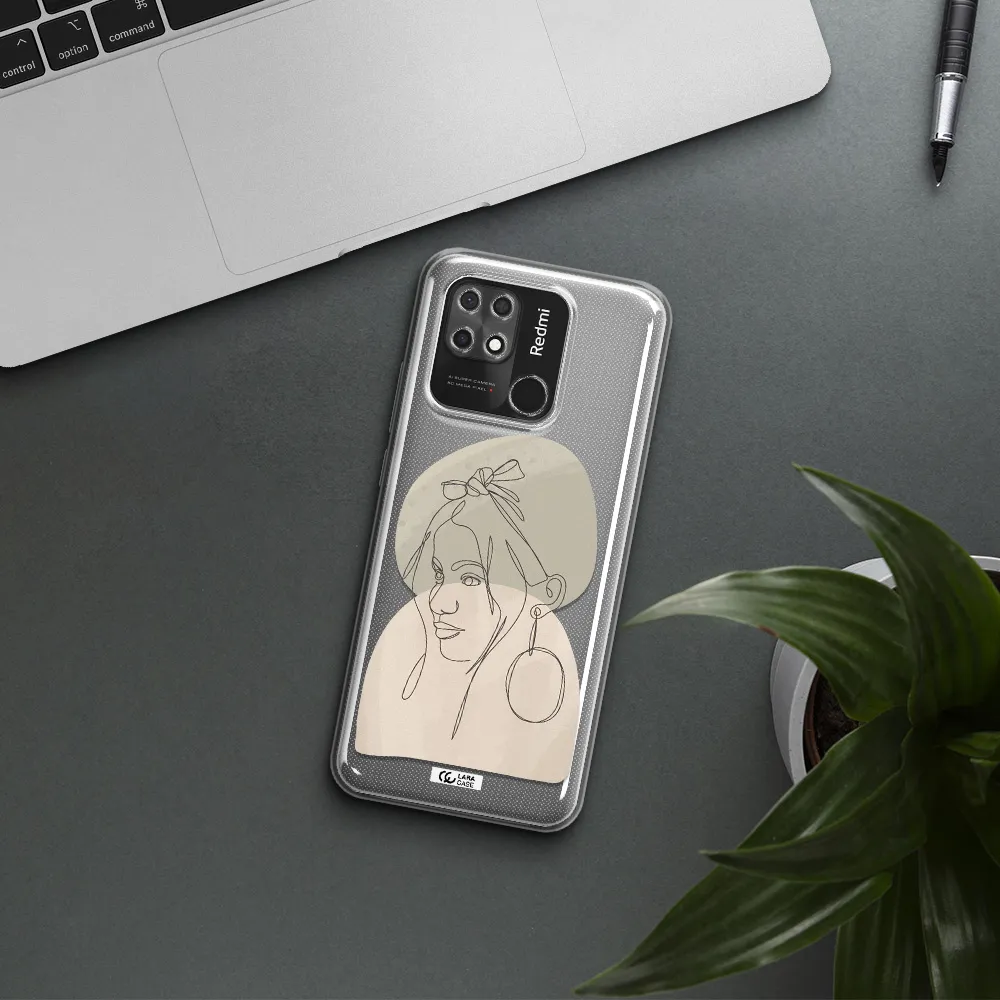 Abstract Female Face Line Art Xiaomi Redmi 10C Clear TPU Case