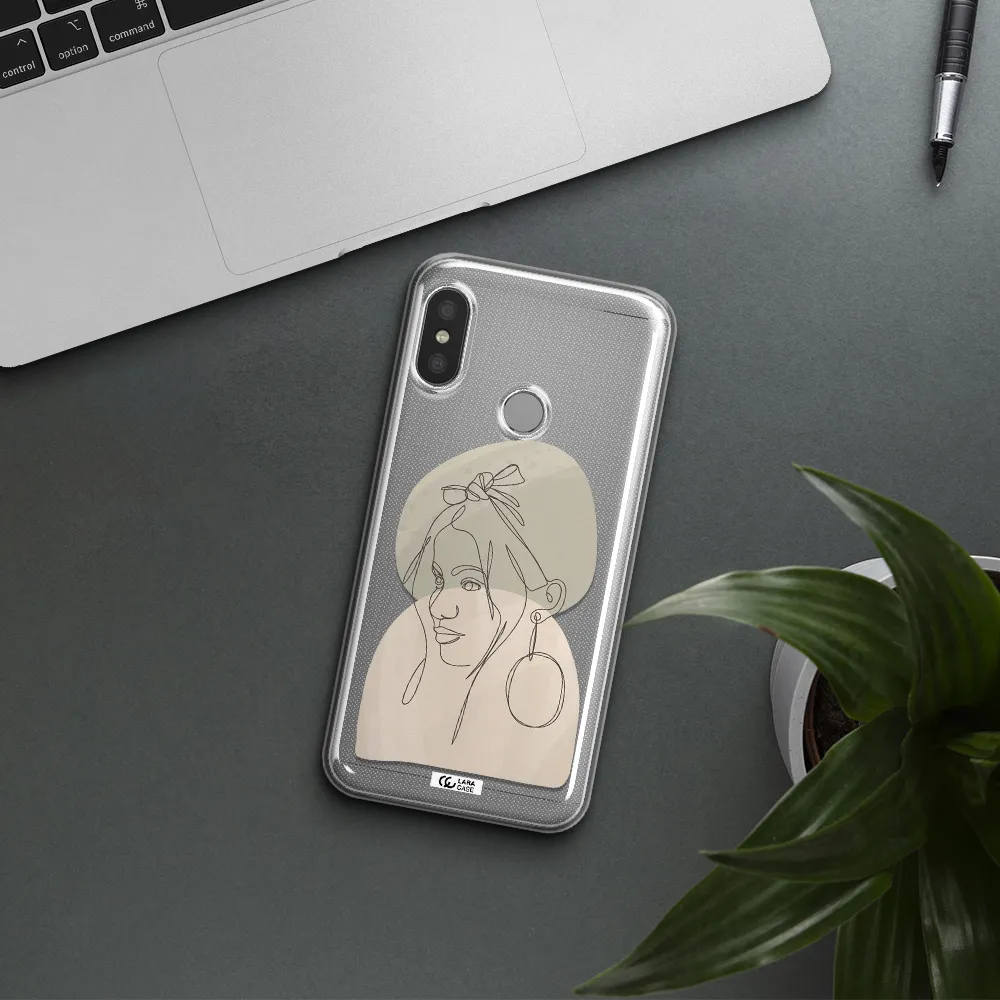 Abstract Female Face Line Art Xiaomi Redmi 6 Pro Clear TPU Case
