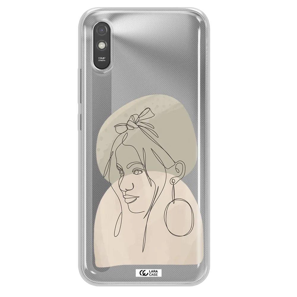 Abstract Female Face Line Art Xiaomi Redmi 9A Clear TPU Case