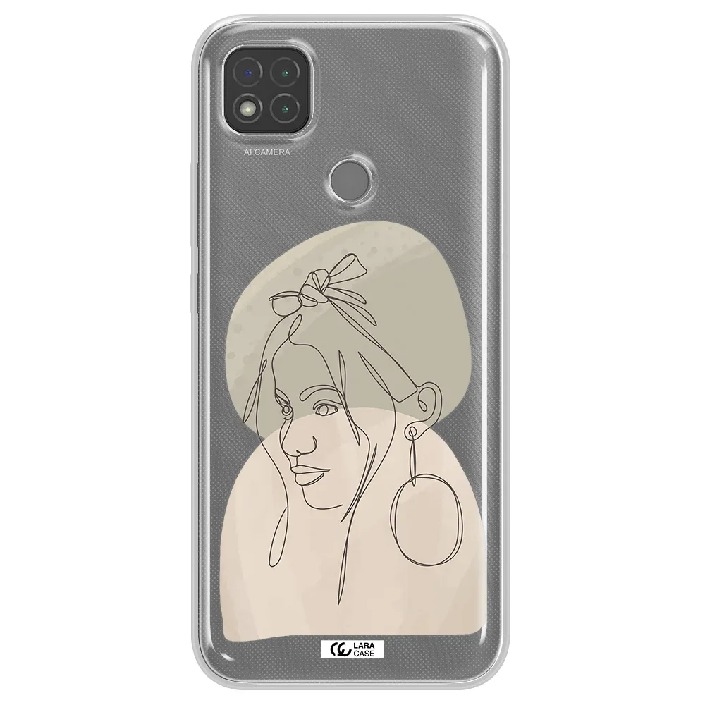 Abstract Female Face Line Art Xiaomi Redmi 9C Clear TPU Case