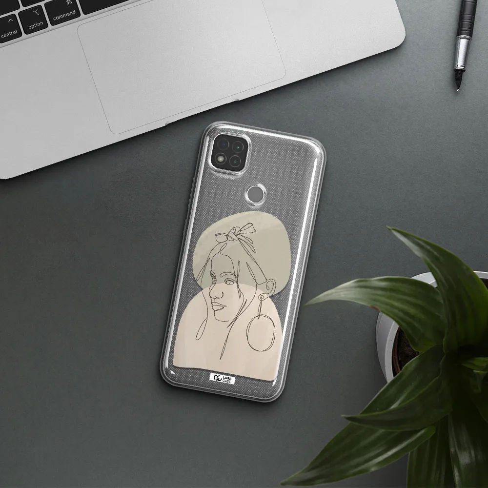 Abstract Female Face Line Art Xiaomi Redmi 9C Clear TPU Case