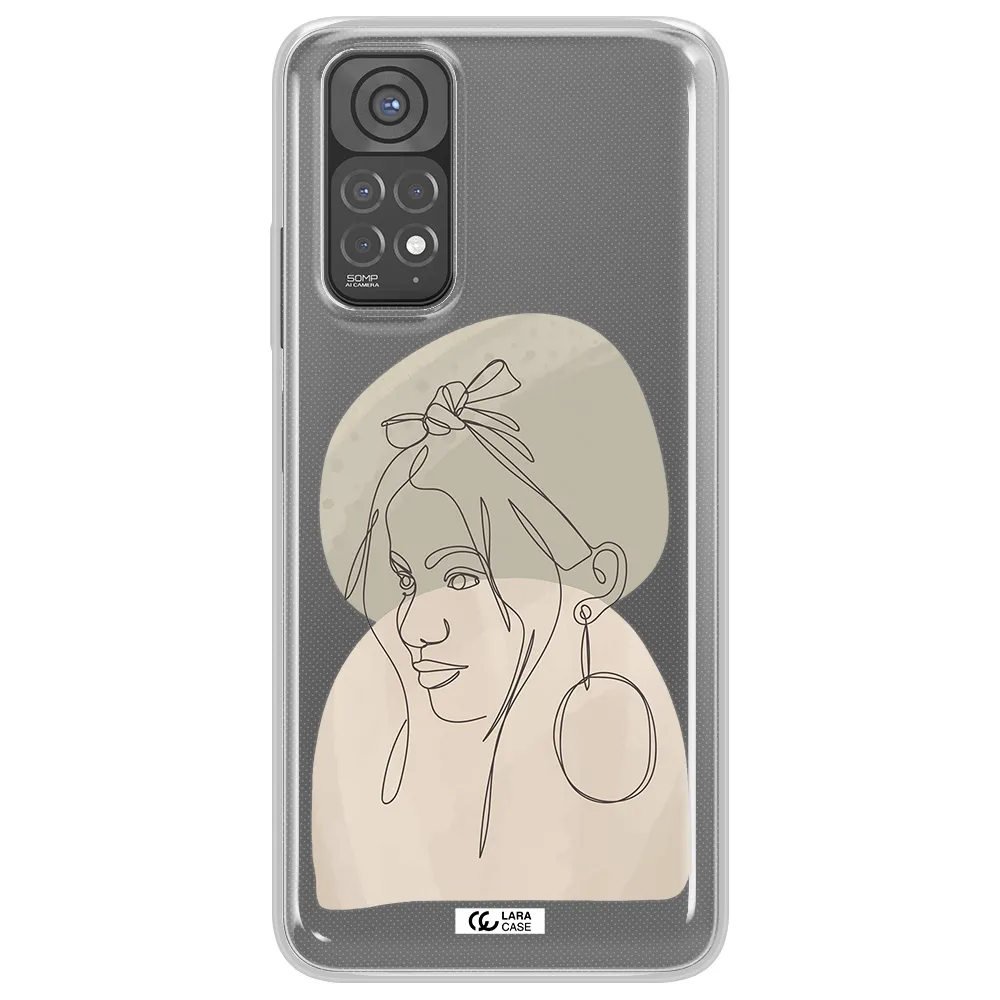 Abstract Female Face Line Art Xiaomi Redmi Note 11 Clear TPU Case