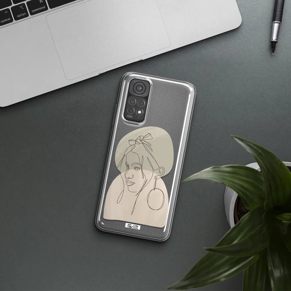 Abstract Female Face Line Art Xiaomi Redmi Note 11 Clear TPU Case