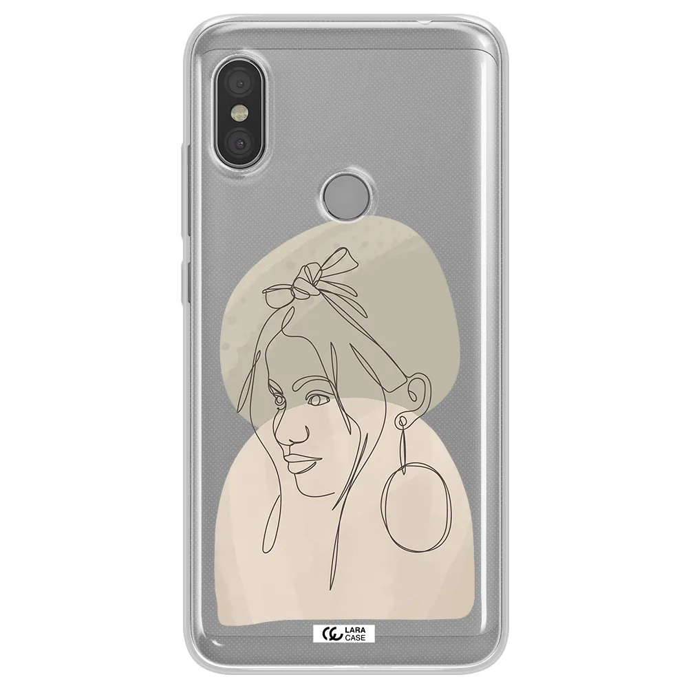 Abstract Female Face Line Art Xiaomi Redmi Note 6 Pro Clear TPU Case