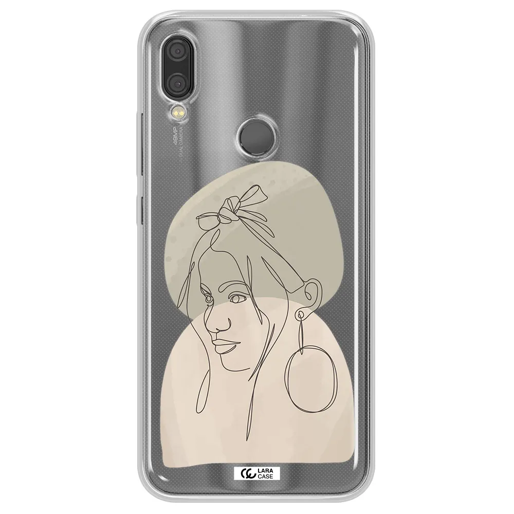 Abstract Female Face Line Art Xiaomi Redmi Note 7 Clear TPU Case