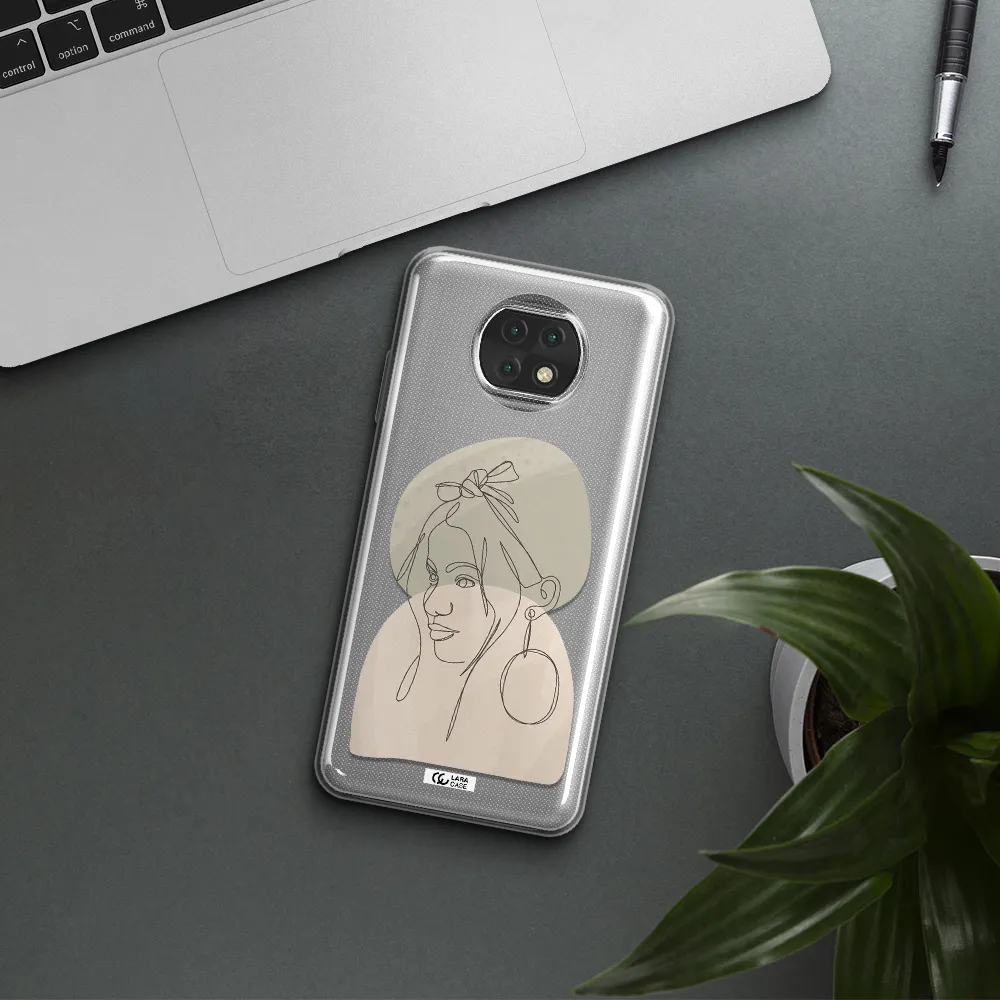 Abstract Female Face Line Art Xiaomi Redmi Note 9T Clear Tpu Case