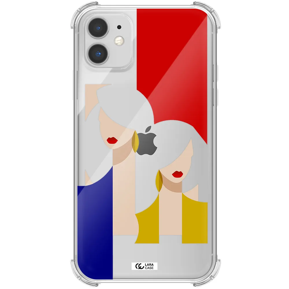 Abstract Two Female Portrait Apple iPhone 11 Clear PC Case