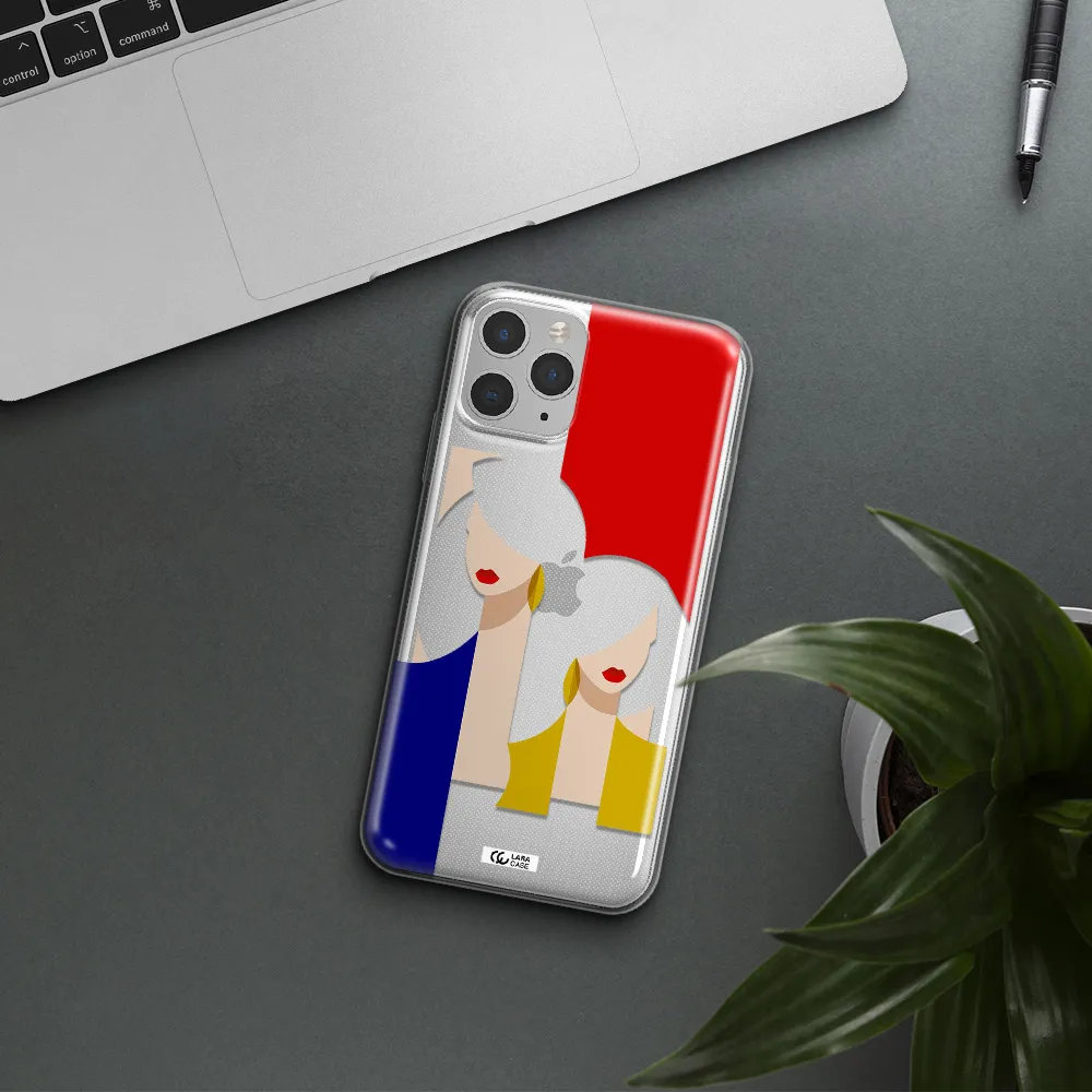 Abstract Two Female Portrait Apple iPhone 11 pro Clear TPU Case