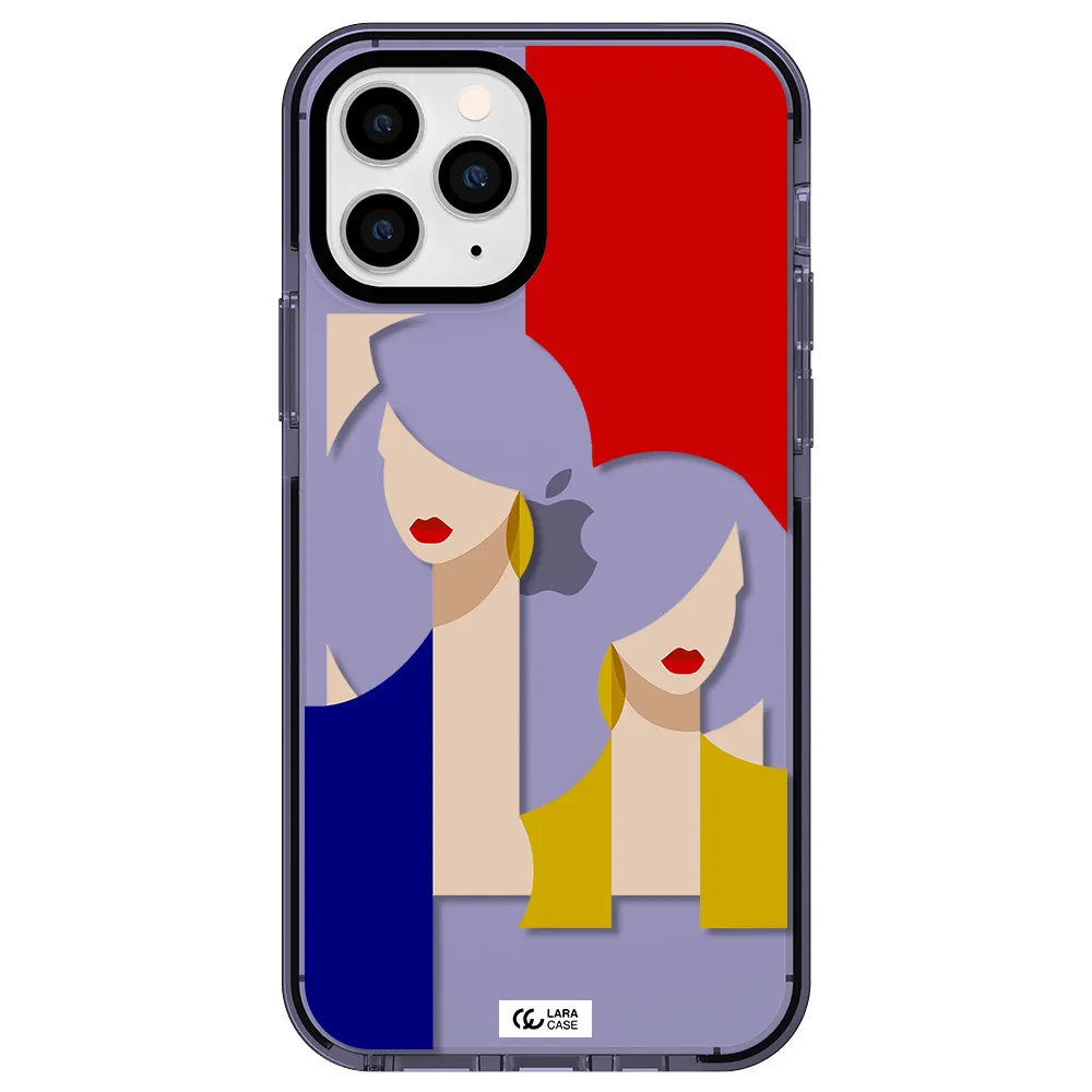 Abstract Two Female Portrait Apple iPhone 11 pro impact Lilac Case