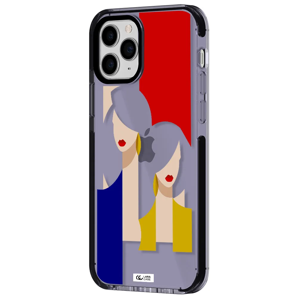 Abstract Two Female Portrait Apple iPhone 11 pro impact Lilac Case