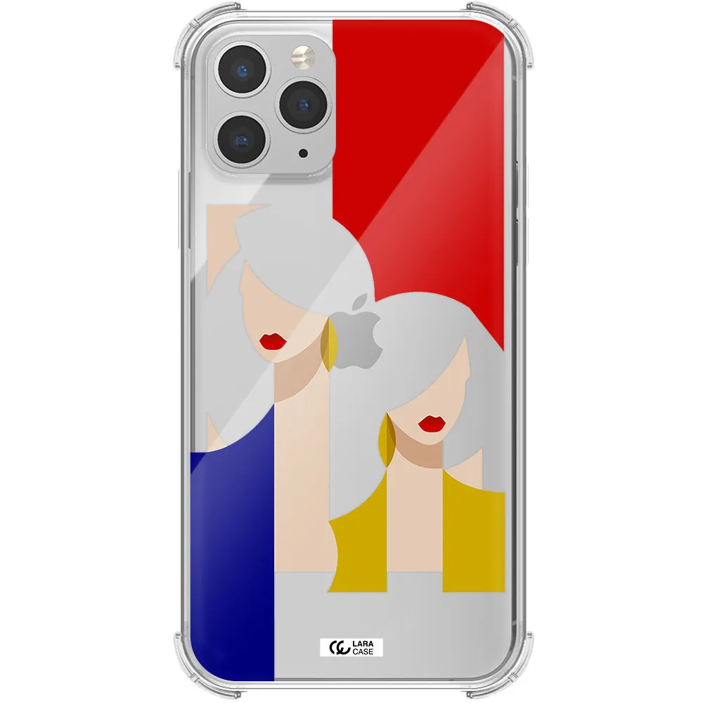 Abstract Two Female Portrait Apple iPhone 11 pro max Clear PC Case