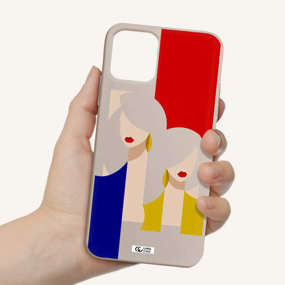 Abstract Two Female Portrait Apple iPhone 11 pro Silicone Stone Case