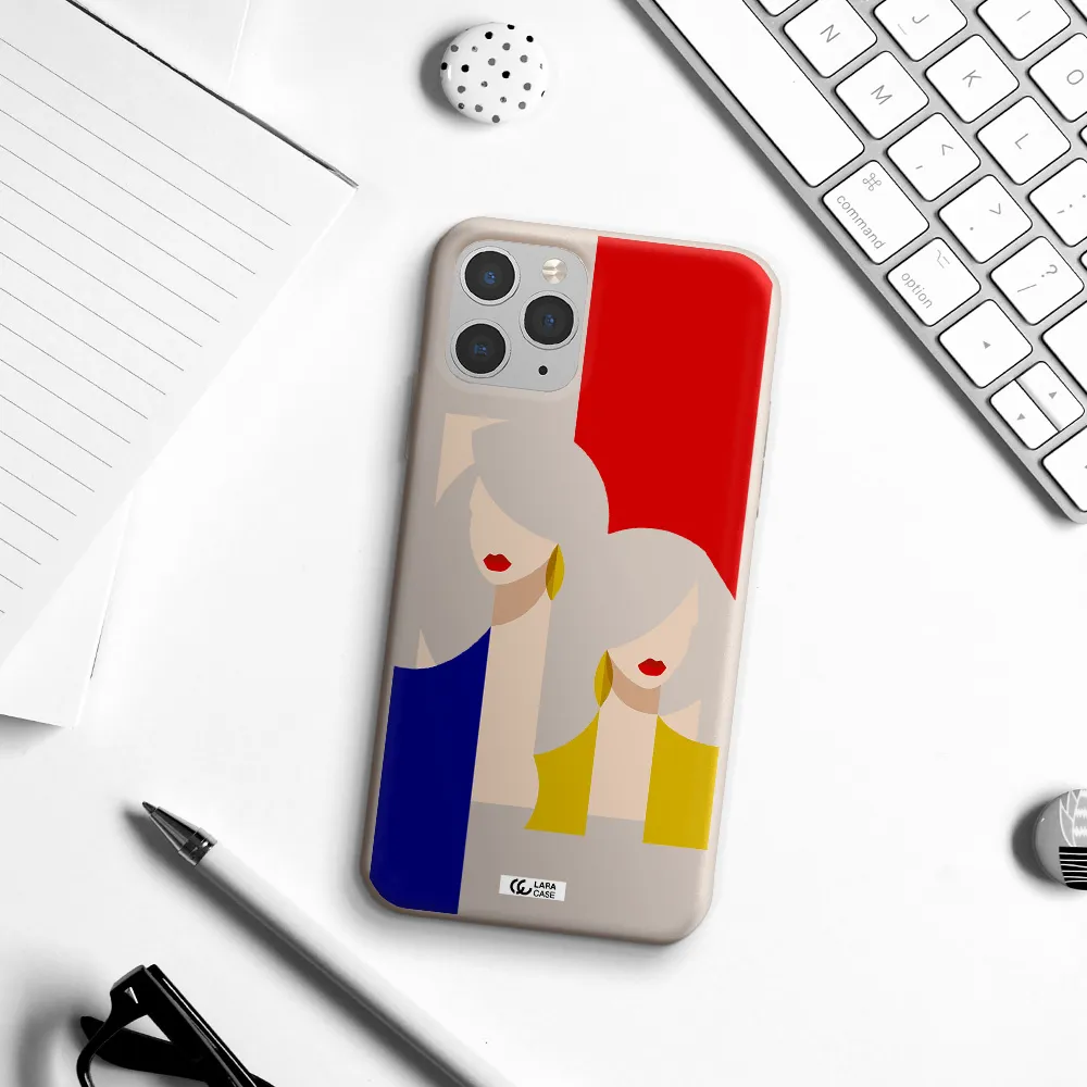Abstract Two Female Portrait Apple iPhone 11 pro Silicone Stone Case