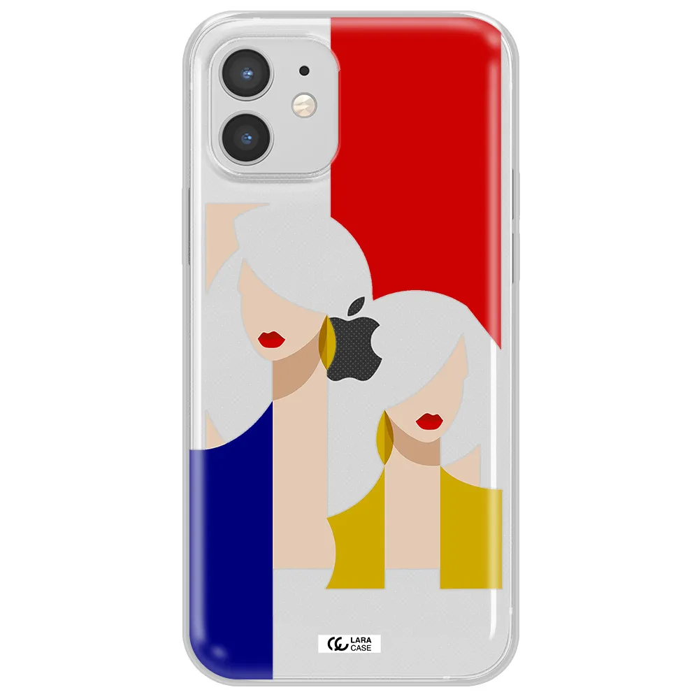 Abstract Two Female Portrait Apple iPhone 12 Clear TPU Case
