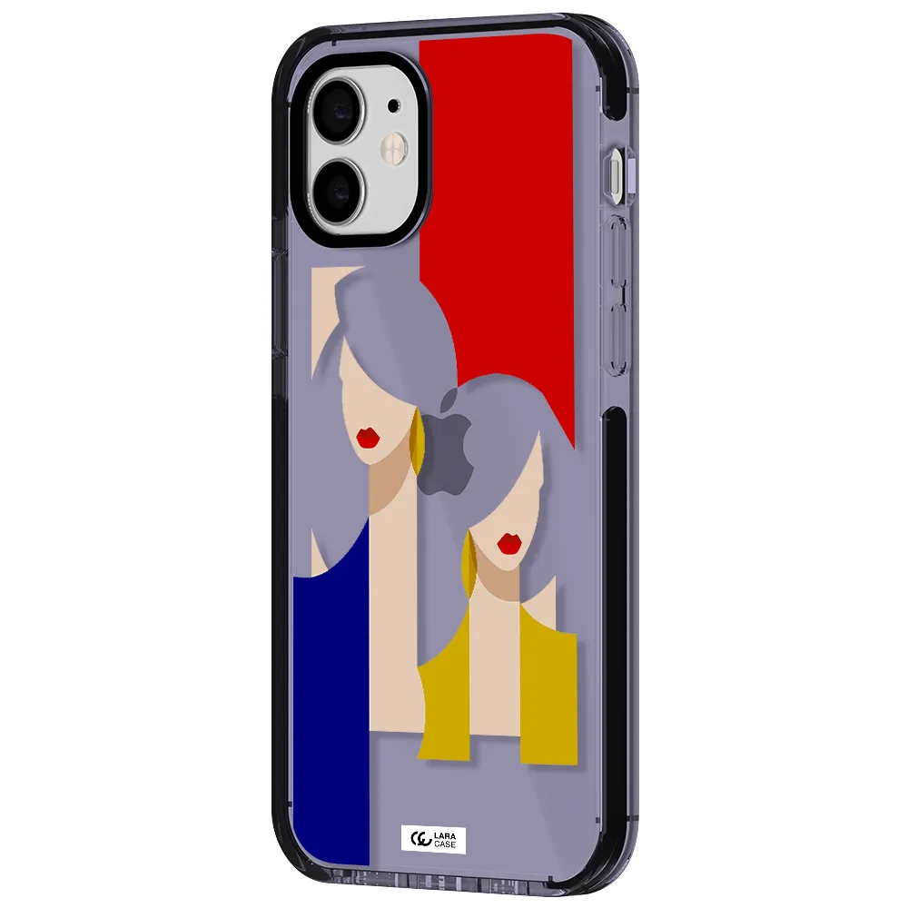 Abstract Two Female Portrait Apple iPhone 12 impact Lilac Case
