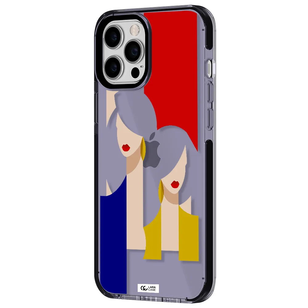 Abstract Two Female Portrait Apple iPhone 12 pro max impact Lilac Case