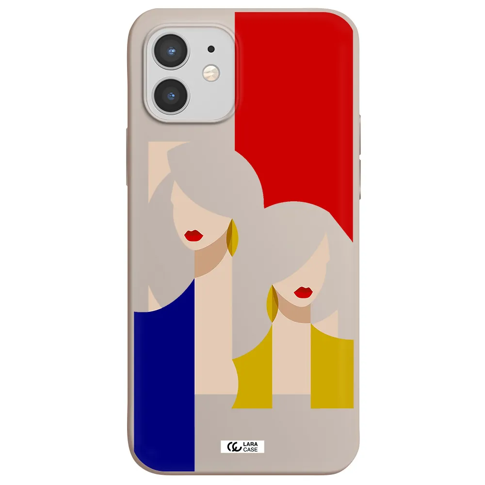 Abstract Two Female Portrait Apple iPhone 12 Silicone Stone Case