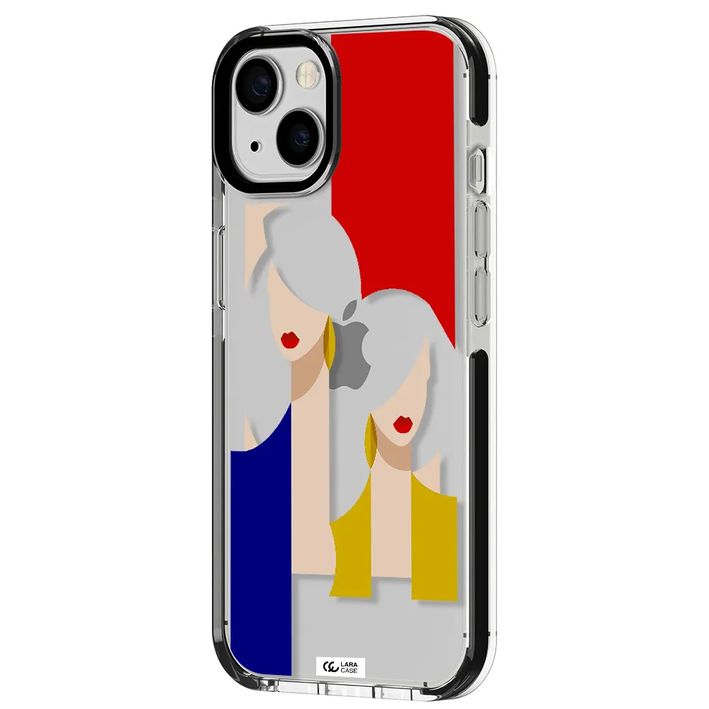 Abstract Two Female Portrait Apple iPhone 13 impact black border Case