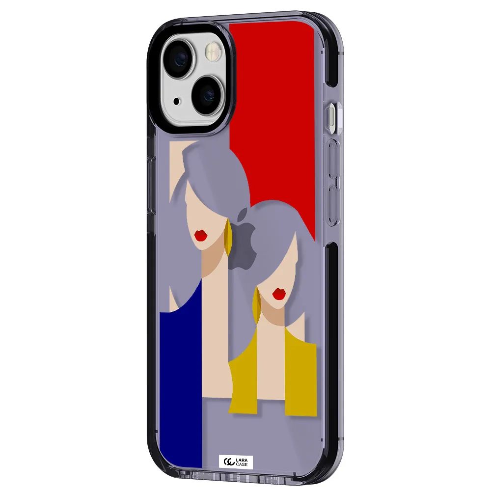 Abstract Two Female Portrait Apple iPhone 13 impact Lilac Case