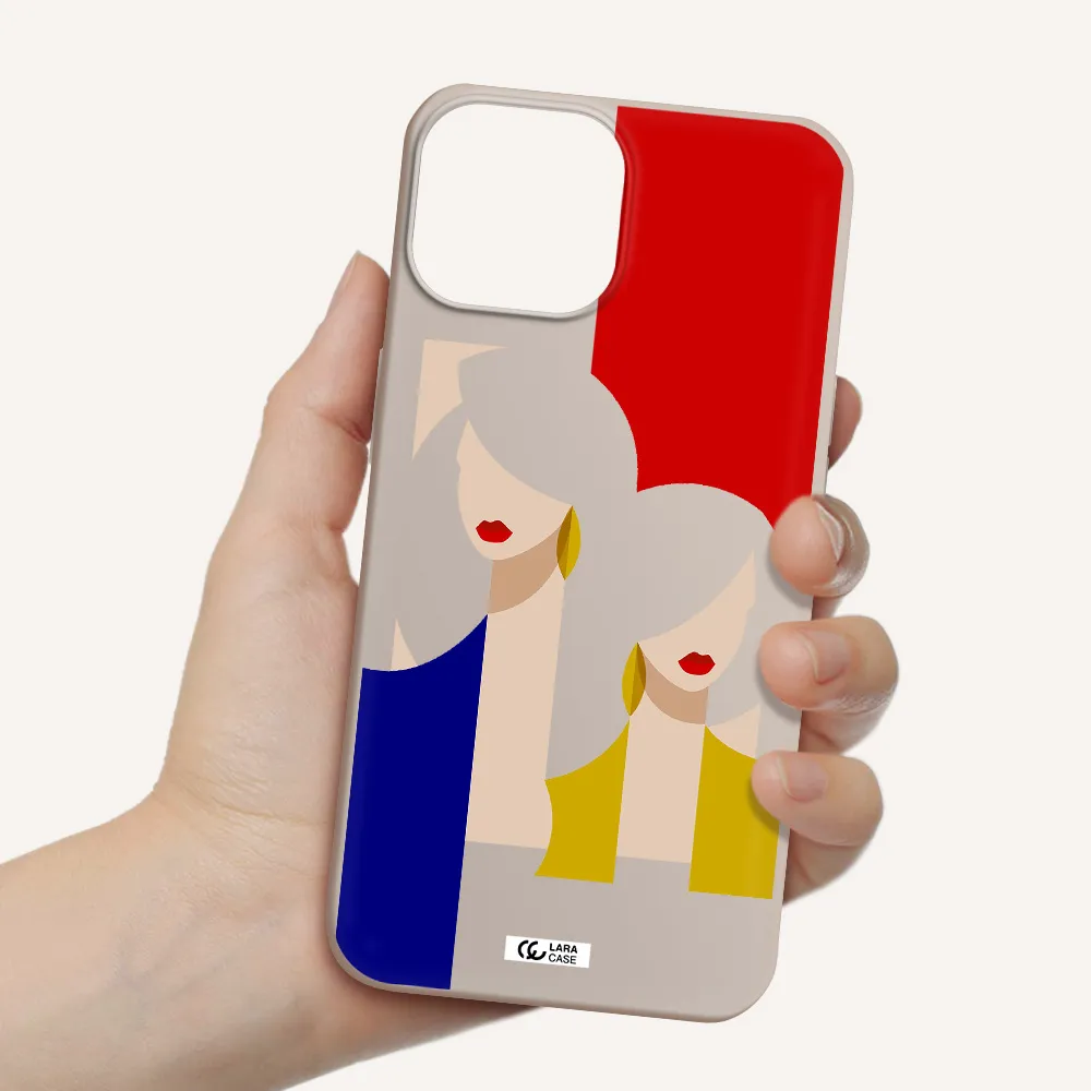 Abstract Two Female Portrait Apple iPhone 13 mini Silicone Stone Case